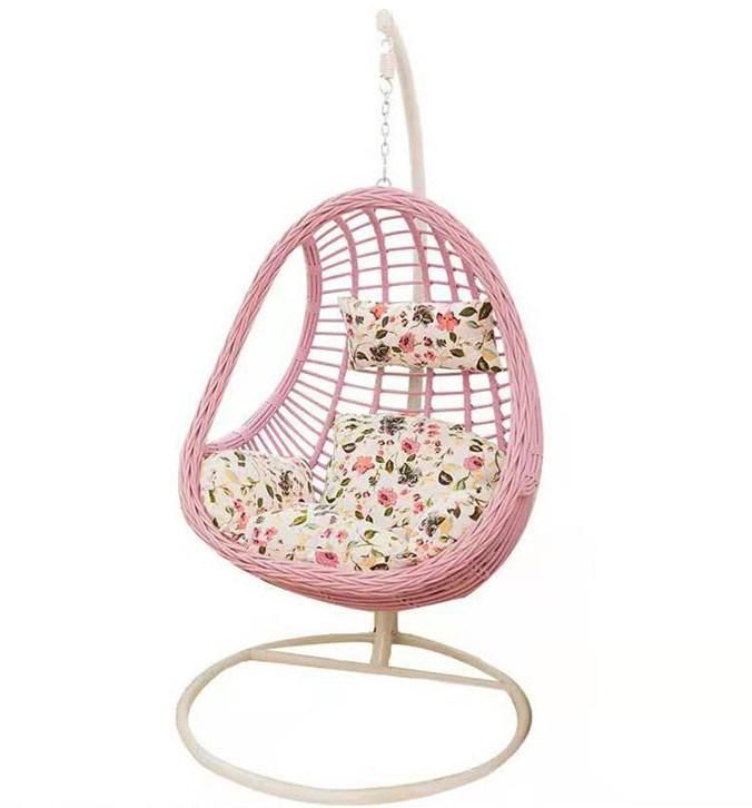 Popular Outdoor Garden Round Headrest Wicker Rattan Hanging Swing Chair