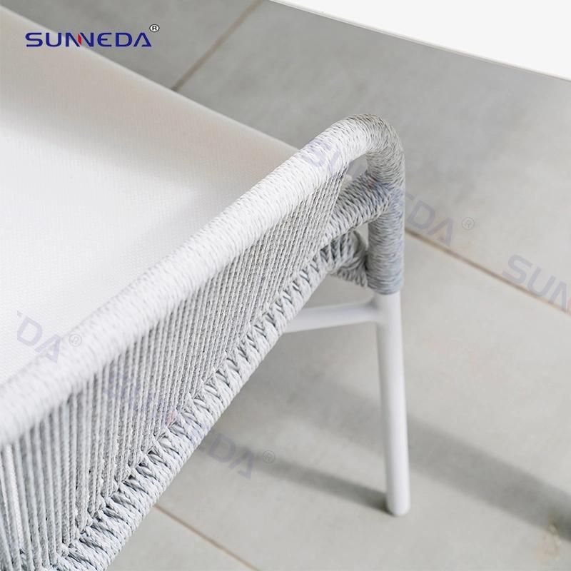 Modern Backyard Pool Weaving Dining Chairs and Table Furniture Sets