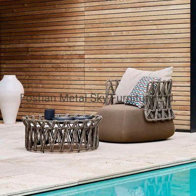 Outdoor Rope Metal Courtyard Garden Hotel Restaurant Wicker Rattan Chair