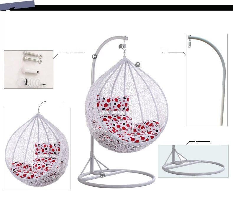 Outdoor Metal Frame Egg Shape Hanging Patio Rattan Swing Chair