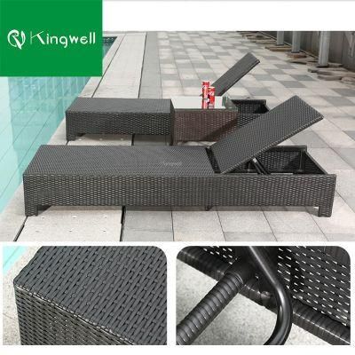 Comfortable Modern Beach Outdoor PE Rattan Sun Chaise Lounge with Aluminum Frame Garden Furniture