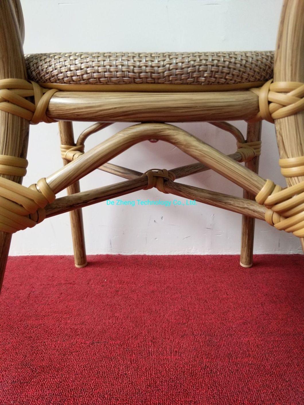 French Leisure Commercial Hotel Mesh Textylene Mesh Restaurant Aluminum Armrest Outdoor Dining Furniture