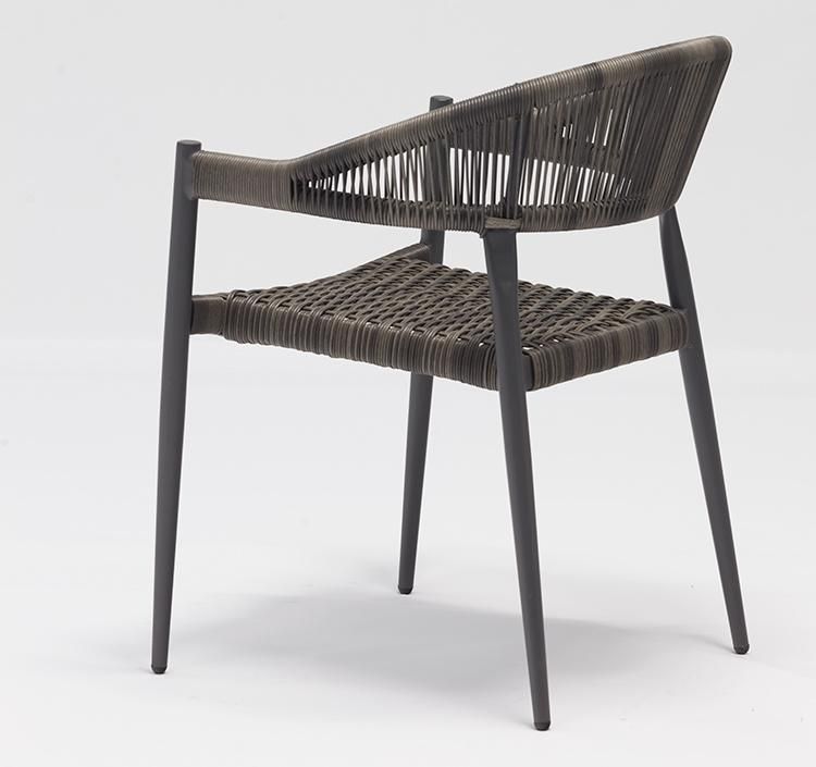 Designer Washable Portable Outdoor Nordic Dining Chair Rattan Stacking with Cone Tube Foot