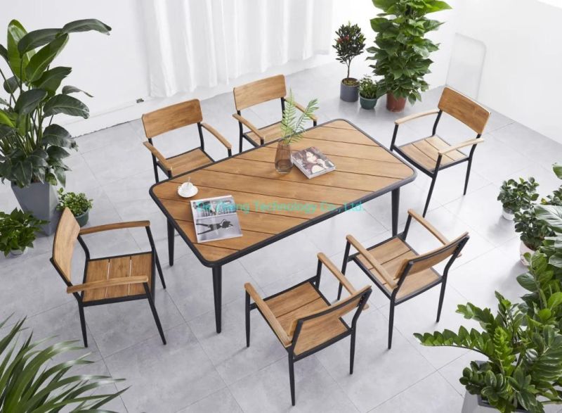 Wooden Looking Outdoor Durable Modern Teak Wood Dining Table