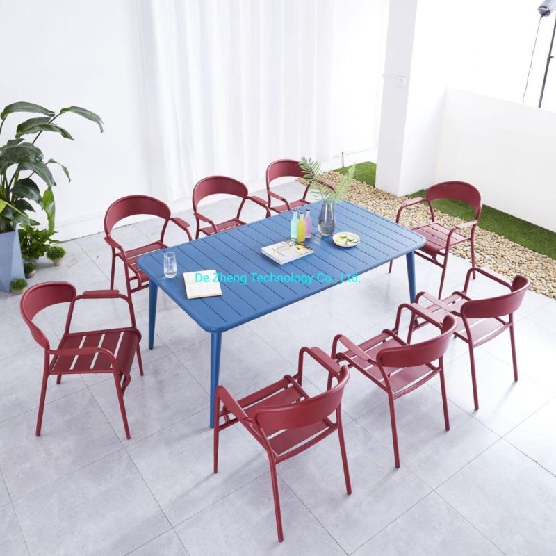 Hot Sale Leisure Garden Dining Set Colorful Aluminum Dining Table Bistro Rattan Chair Good Quality Restaurant Table