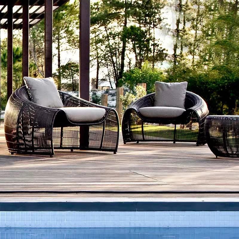 Nordic Outdoor Rattan Sofa Combination Hotel Villa Garden Furniture
