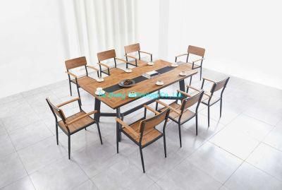 Commercial Furniture Square Wooden Aluminum Table Restaurant Dining Table Furniture
