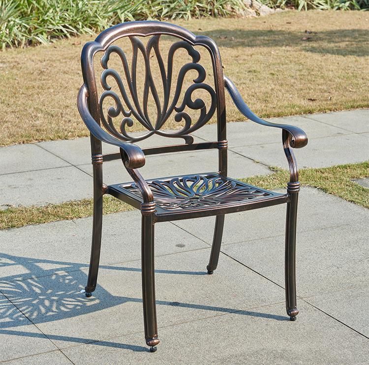 Durable Cast Aluminum Coffee Patio Set 6 Chair Outdoor Furniture for Home Party