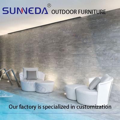 Outdoor Furnture Leisure Chair with Footstool with Waterproof Cushion
