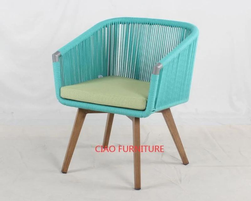 Lake Green Color Ol Rope Weaving Dining Chair Outdoor Furniture for Hotel