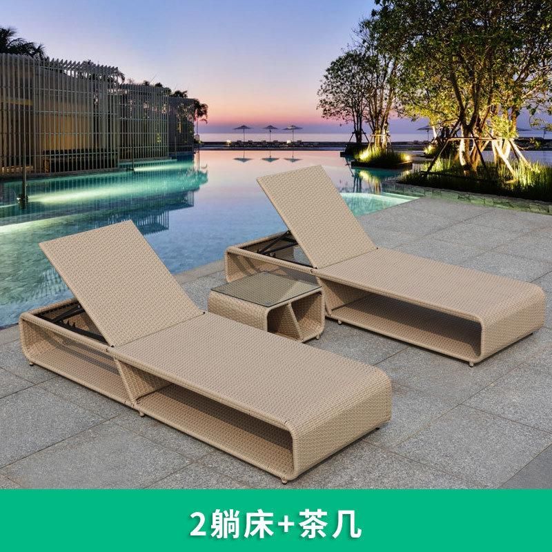 Popular Outdoor Furniture Brushed Aluminum Garden Sun Recliners Loungers for Beach