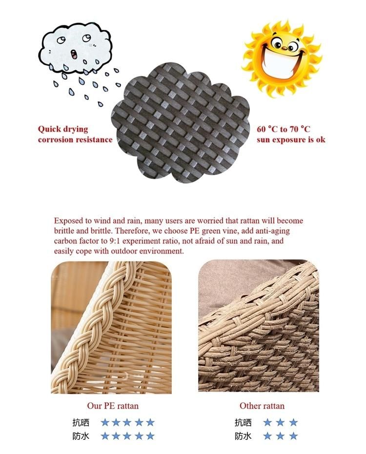 Durable Rattan Wicker Patio Furniture Garden Dining Table and Chair