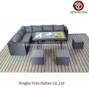 Outdoor Rattan Table Sofa in Black (1304)