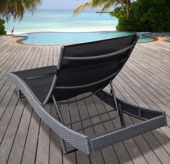 Leisure Steel Rattan Beach Laybed with Teaslin fabric for Outdoor Sun Lounge