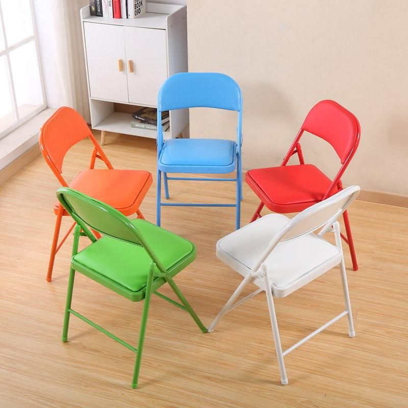 New Outside Padded Seat Metal Leg Portable Plastic Stacking Folding Chair