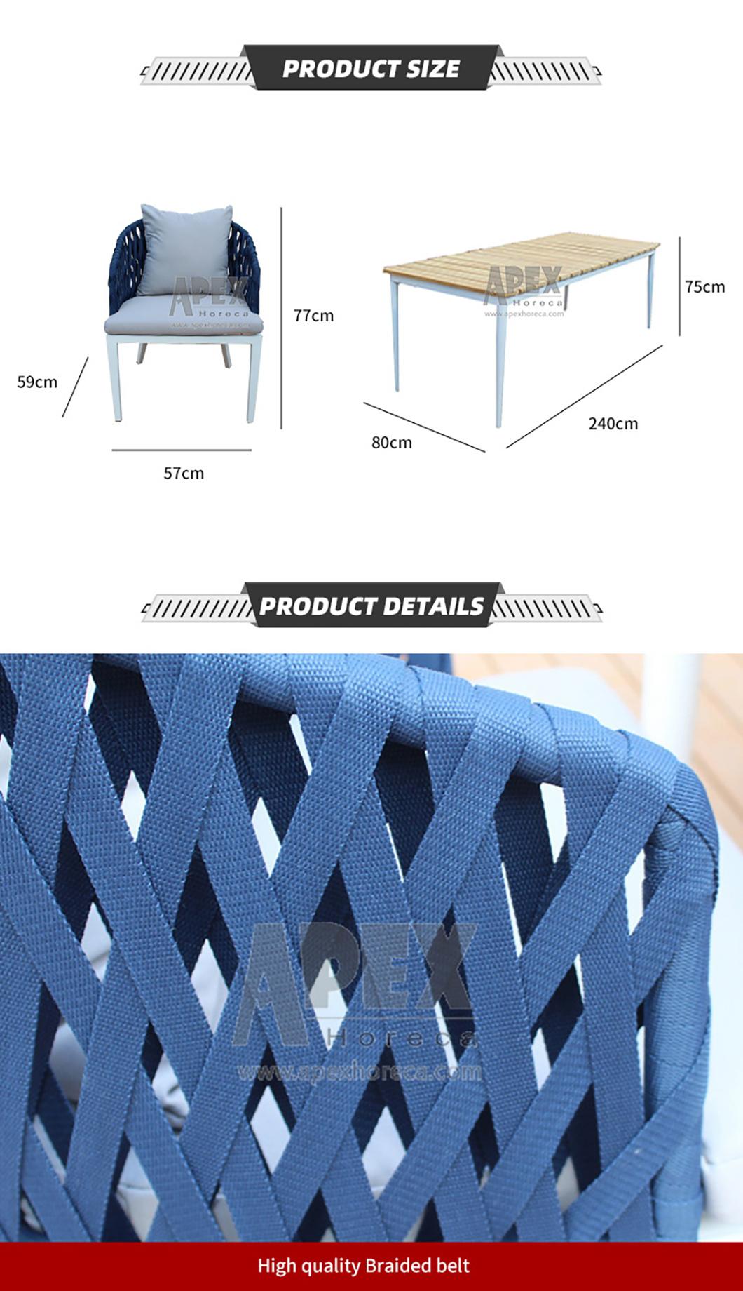 Aluminum Restaurant Table Woven Rope Chair Outdoor Home Furniture Set