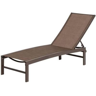 Reclining Beach Pool Chair Textiline Aluminum Chaise Sun Lounger