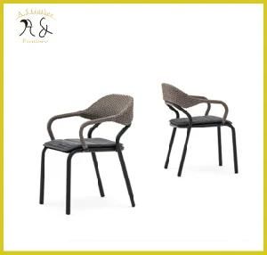 New Arrival External Synthetic Rattan Aluminium Dining Armchair with Seat Pad