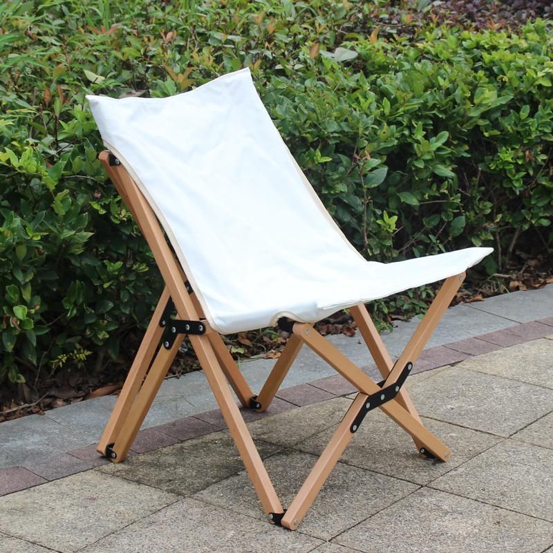 Outdoor Furniture Camping Wood Grain Aluminum Folding Moon Chair