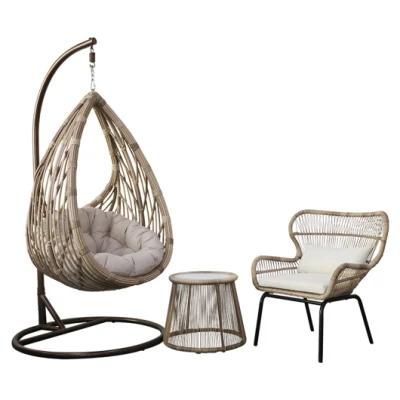 Wholesale PE Rattan Hanging Swing Round Chair for Garden Furniture