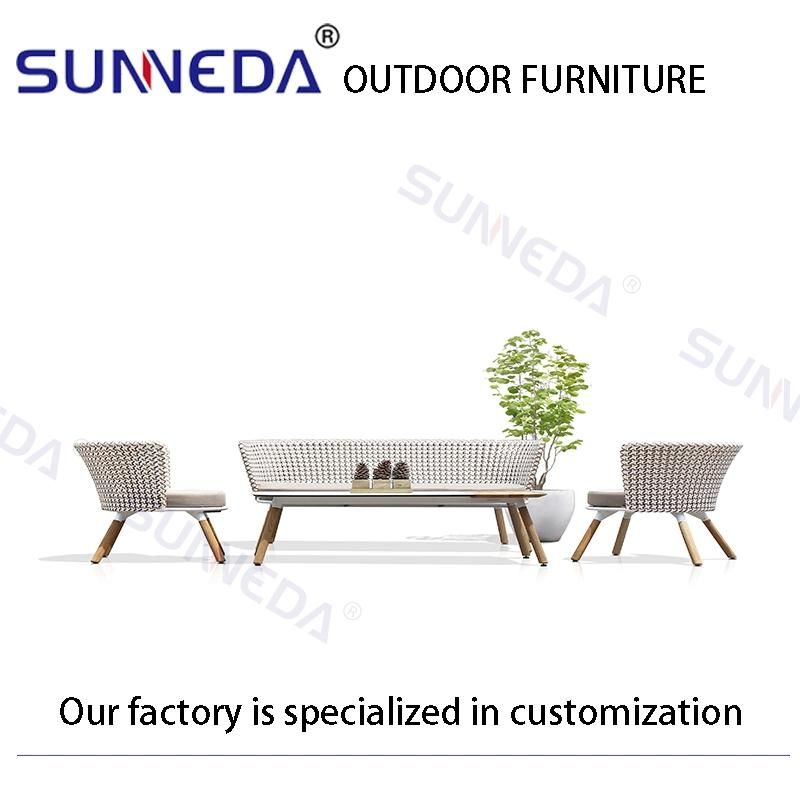 Outdoor Garden Rattan Woven Wicker Backyard Lawn Furniture Comfortable Furnitures Aluminum Sofa