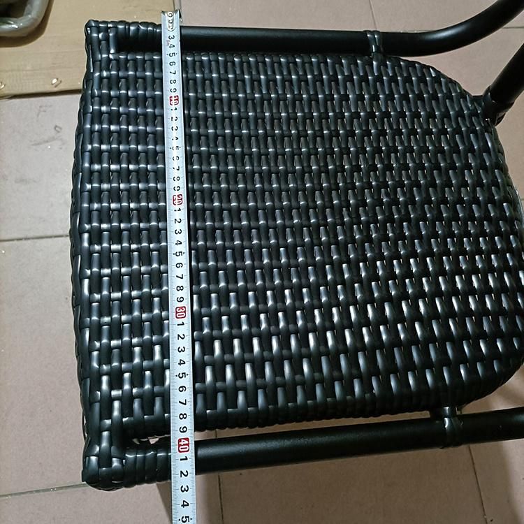 Commercial Outdoor PE Rattan Rope Woven Aluminumframe Black Patio Cafe Chair