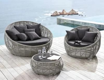 Aluminum Frame Woven Rope Round Sofa Set Leisure Lounger Rattan Rope for Home Living Room Hotel