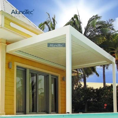 AlunoTec Hotel Garden Furniture Shade Cover Patio Luxury Pergola Aluminum Louvre Roof Pergolas Waterproof Gazebo