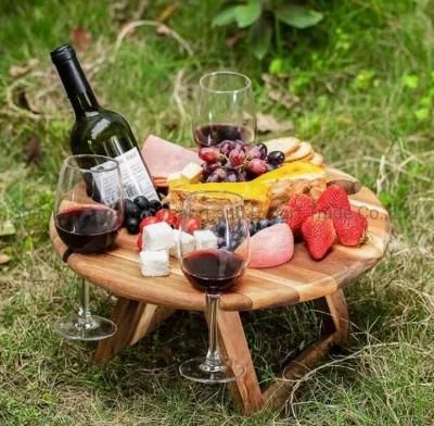 Small Portable Acacia Wood Outdoor Picnic Camping Table