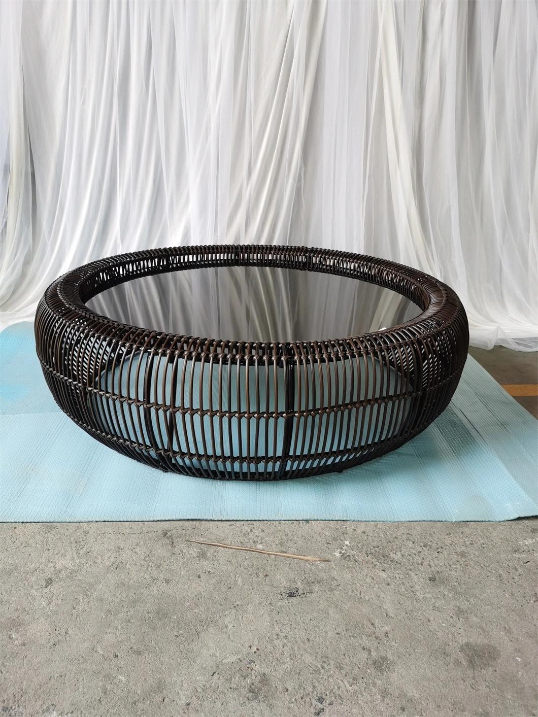 Luxury Garden Mesh Fabric Dining Set Rattan Table