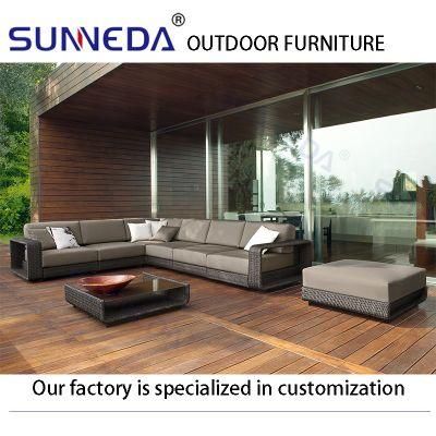 Patio Garden Rattan Wicker Outdoor Sectional Sofa Lounge Sofa Garden Rattan Corner Sofa Furniture