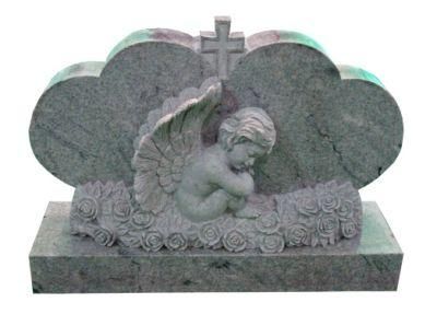 Factory Price Hand Carved Angel Statue Memorial Headstone Tombstone with Cross