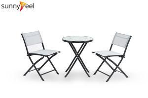 Outdoor Garden Furniture Bistro Set 3 Piece Set Textilene Folding Chair