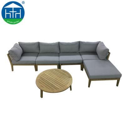 Garden Furniture Outdoor Rope Sofa Polywood Teakwood Coffee Table Set