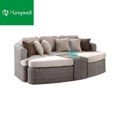 Modern Style Comfortable Outdoor Patio Furniture Round Retractable Canopy Daybed with Coffee Table