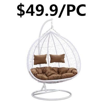 Customized Garden Double Warter Dropped Hanging Rattan Wicker Swing Chair