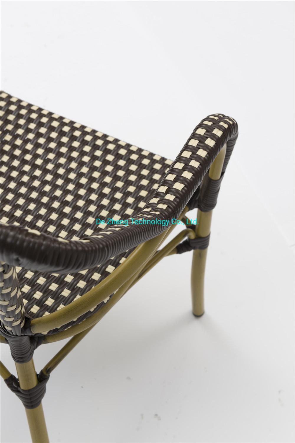 Commercial restaurant Aluminum PE Rattan Chair Large Hevy Duty Bistro Bar Furniture