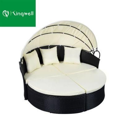 Wholesale Round Leisure Swimming Pool Side Rattan Daybed with Hotel Garden Outdoor Furniture