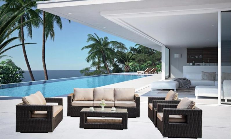 Modern Outdoor Rattan Leisure Garden Furniture Sofa Set with Aluminum Frame