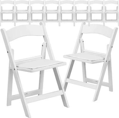 Kids White Resin Folding Event Party Chair with Vinyl Padded Seat