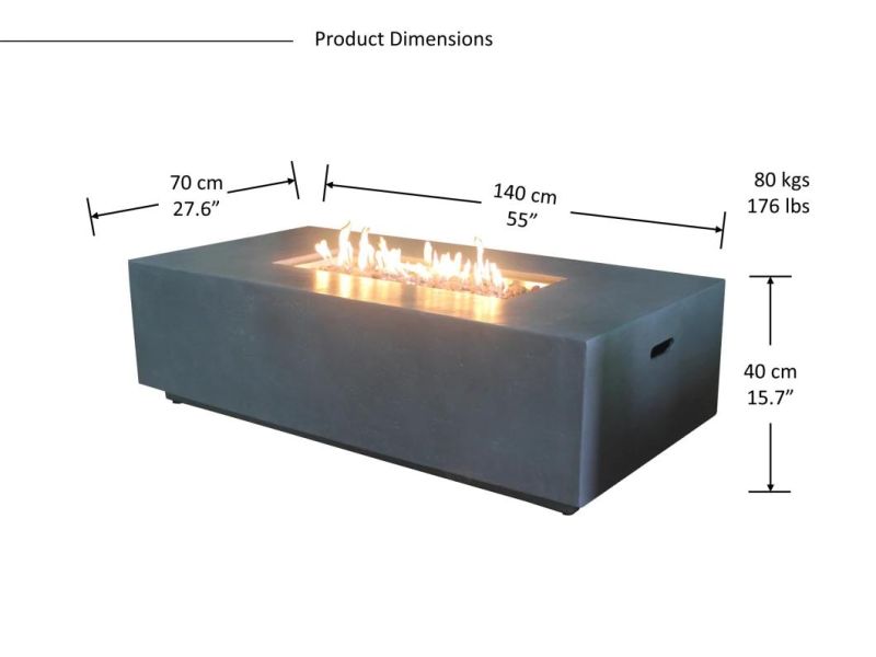 Patio Gas Propane 42 Inch Concrete Fire Pit Firepit Table with Lava Rocks