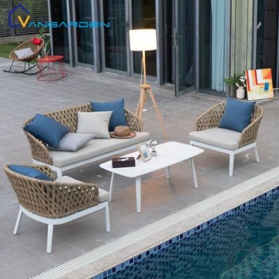 Luxury 4PCS Waterproof Lounge Outdoor Aluminum Garden Furniture Sofa Set