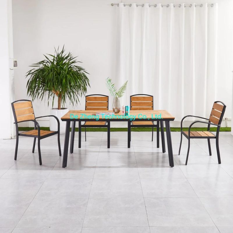 Modern Outdoor Stackable Wood Waterproof Garden Chairs Set for Restaurant
