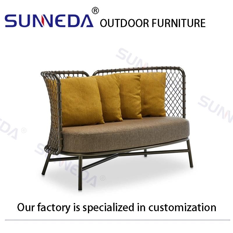 Minimalism Patio Sofa Set Round Webbing with Tarpaulin Seat and Back