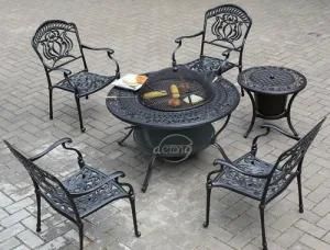 Cast Aluminum Garden Furniture Barbecue Table and Chairs with Ice Bucket