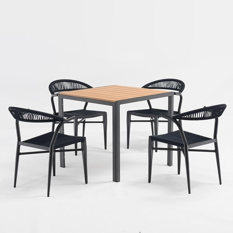 Aluminum Coffee Chair Dining Sets Woven Rope Luxury Outdoor Furniture