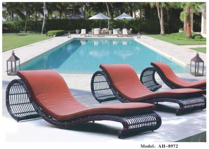 Adjustable Patio Outdoor Furniture Rattan Wicker Chaise Lounge Chair Sofa Couch Bed with Turquoise Cushion-2 PCS Chaise Lounge and a Table