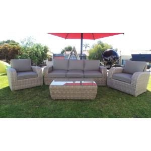 Outdoor Garden Rattan Wicker Furniture Three Seater Conversation Sofa Set