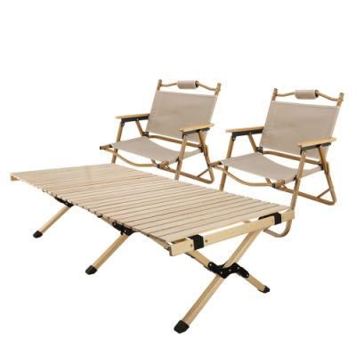 Wholesale Custom Outdoor Camping Kermit Foldable Folding Chair Beach Relax Fishing Natural Wood Grain Folding Camping Chair