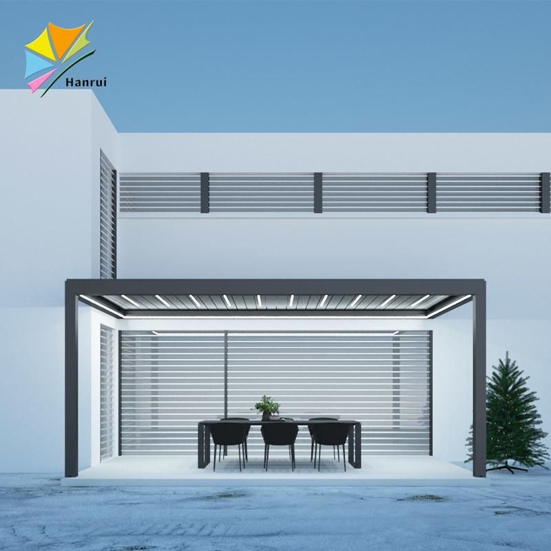 Modern Automatic Patio Gazebo Outdoor Arches Bioclimatic Aluminium Pergola with Opening Louvred Roof